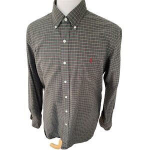 Ralph Lauren Green Multi Color Plaid Cotton Oxford Button Front Pony Shirt Sz XL